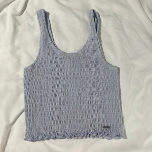 Hollister Blue Cropped Tank Top Ruched Extra Small